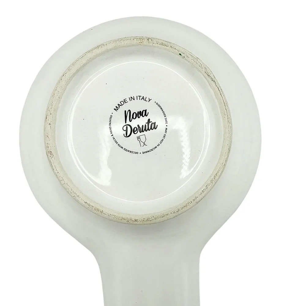 Nova Deruta Italy Blue & White Ceramic Spoon Rest Floral Italian Pottery